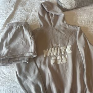 White Fox Hoodie and Shorts Set
